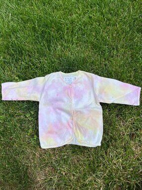 Newborn Baby Girl Yellow & Pink Random Tie-Dye Button Down Shirt